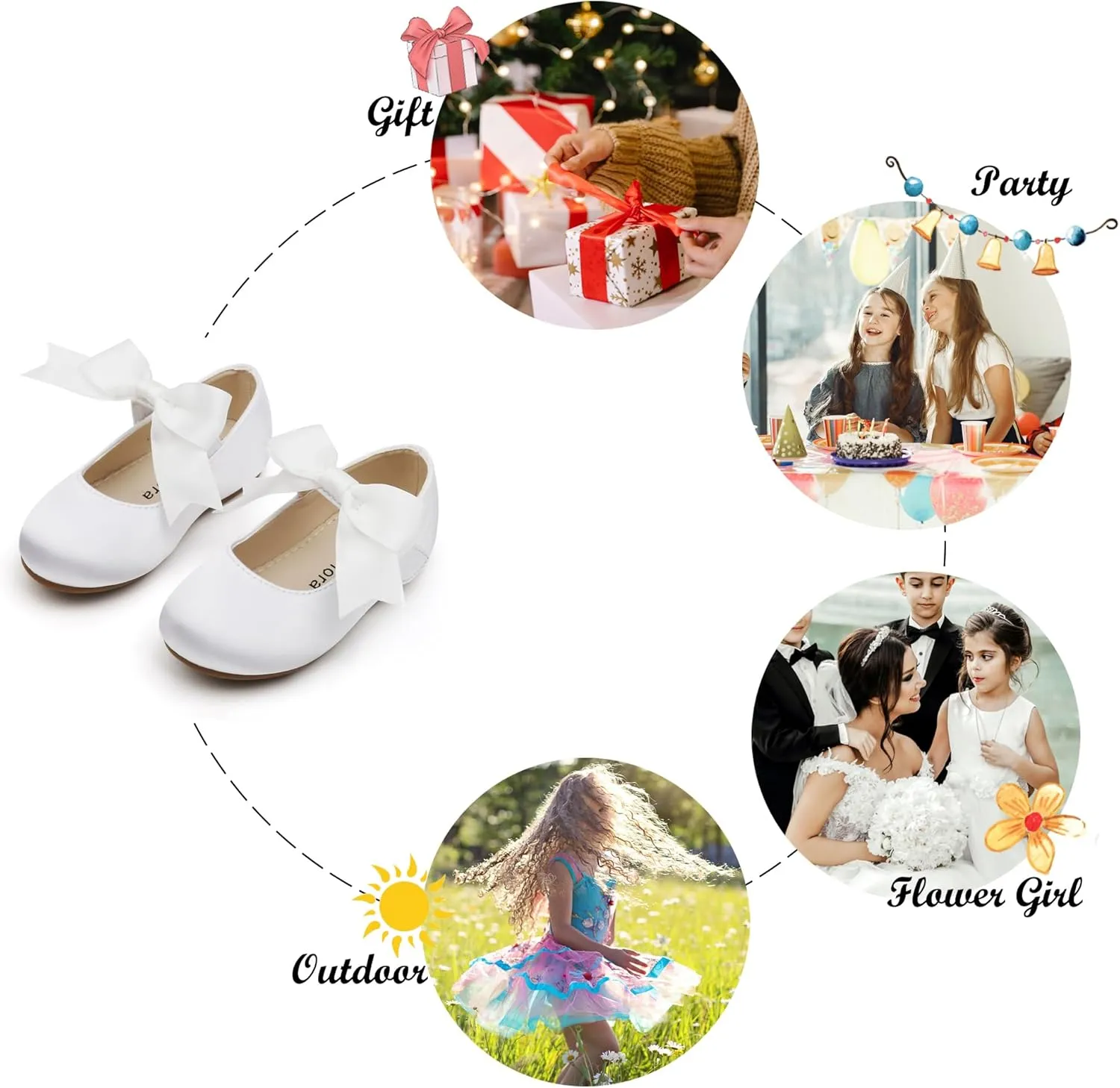 Felix & Flora Toddler Flower Girl Dress Shoes - Girl Ballet Flats Party School Shoes Wedding
