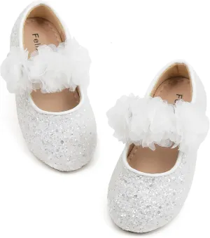 Felix & Flora Toddler Flower Girl Dress Shoes - Girl Ballet Flats Party School Shoes Wedding