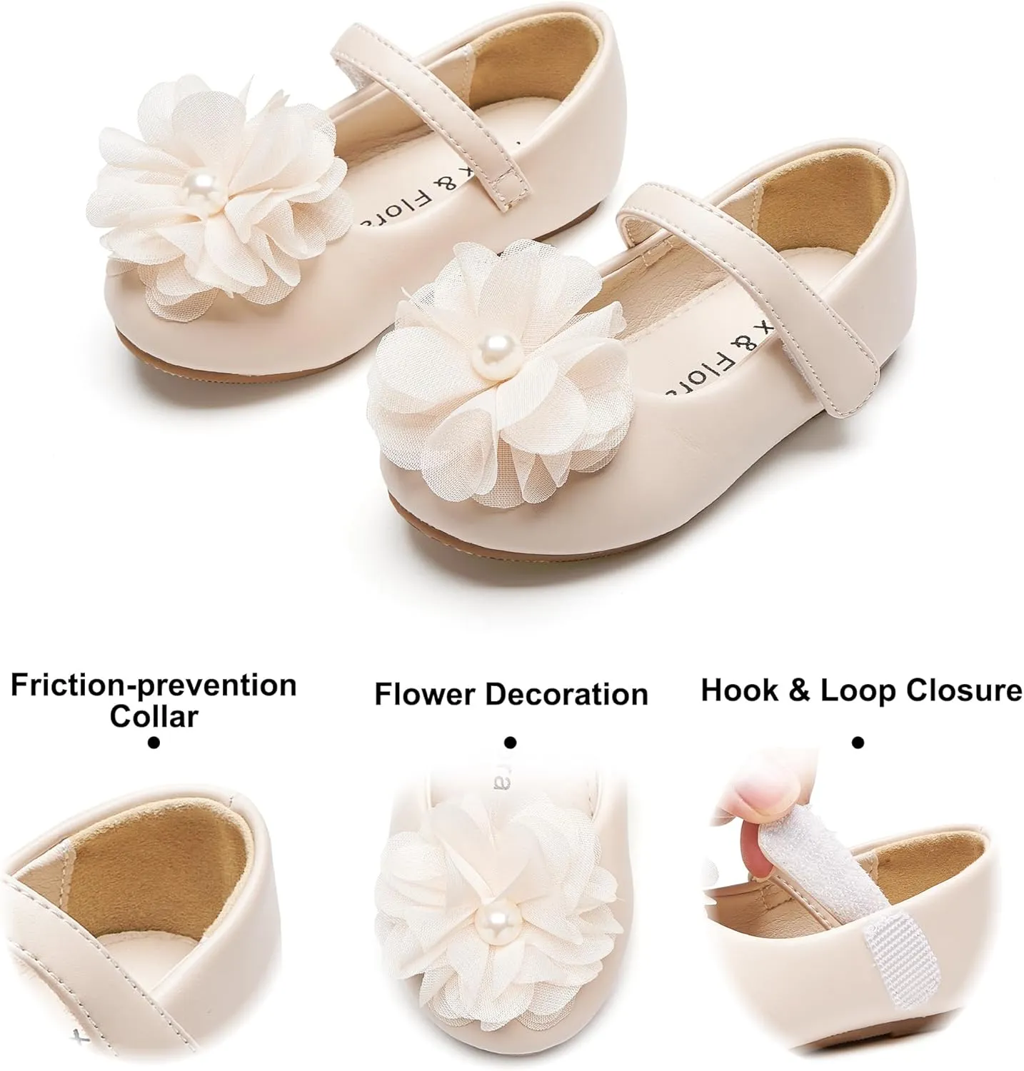 Felix & Flora Toddler Flower Girl Dress Shoes - Girl Ballet Flats Party School Shoes Wedding