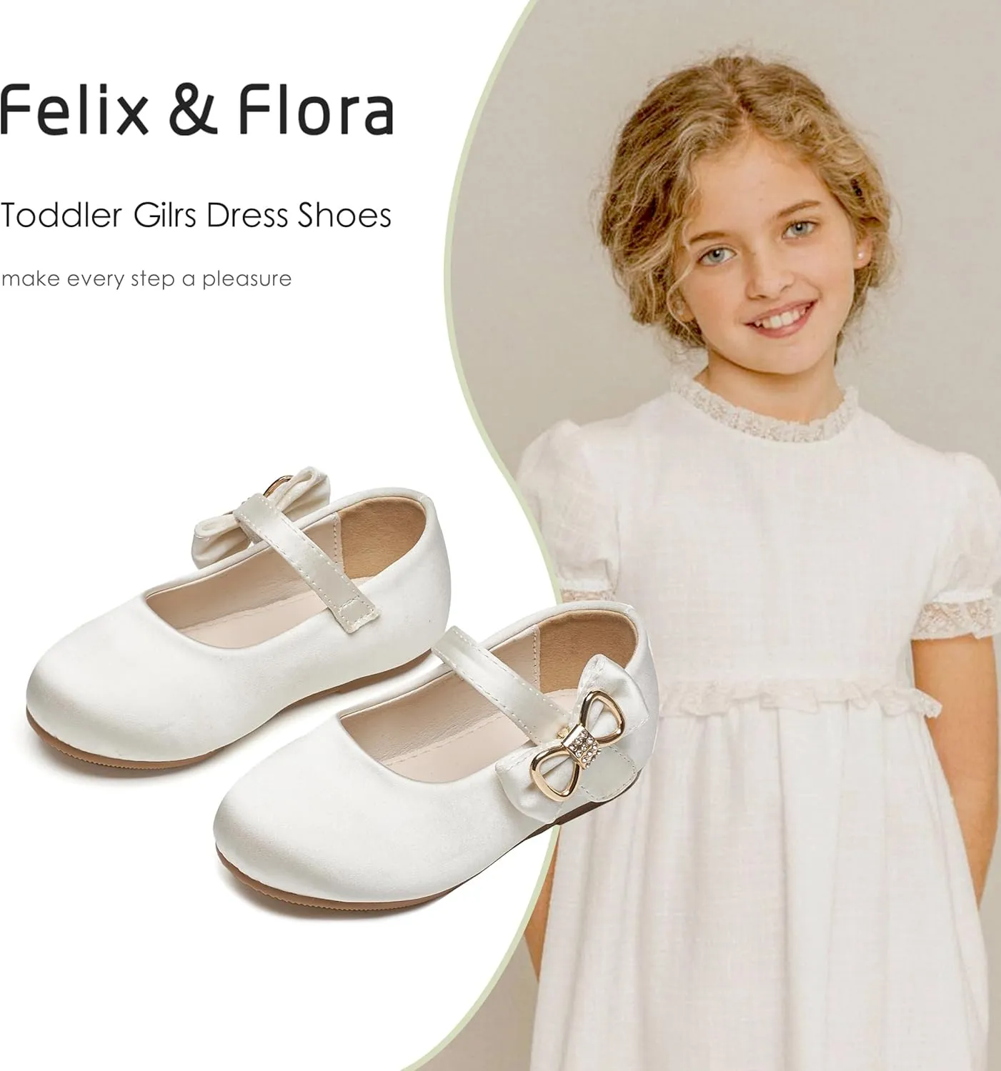 Felix & Flora Toddler Flower Girl Dress Shoes - Girl Ballet Flats Party School Shoes Wedding