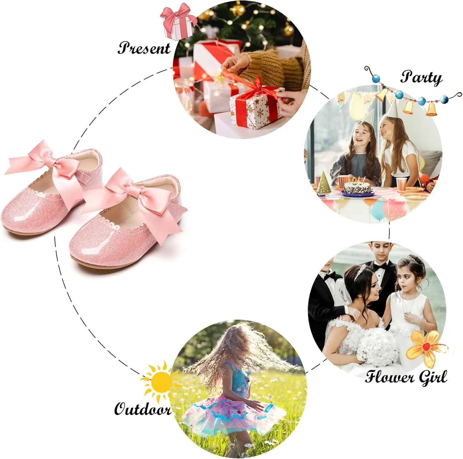 Felix & Flora Toddler Flower Girl Dress Shoes - Girl Ballet Flats Party School Shoes Wedding