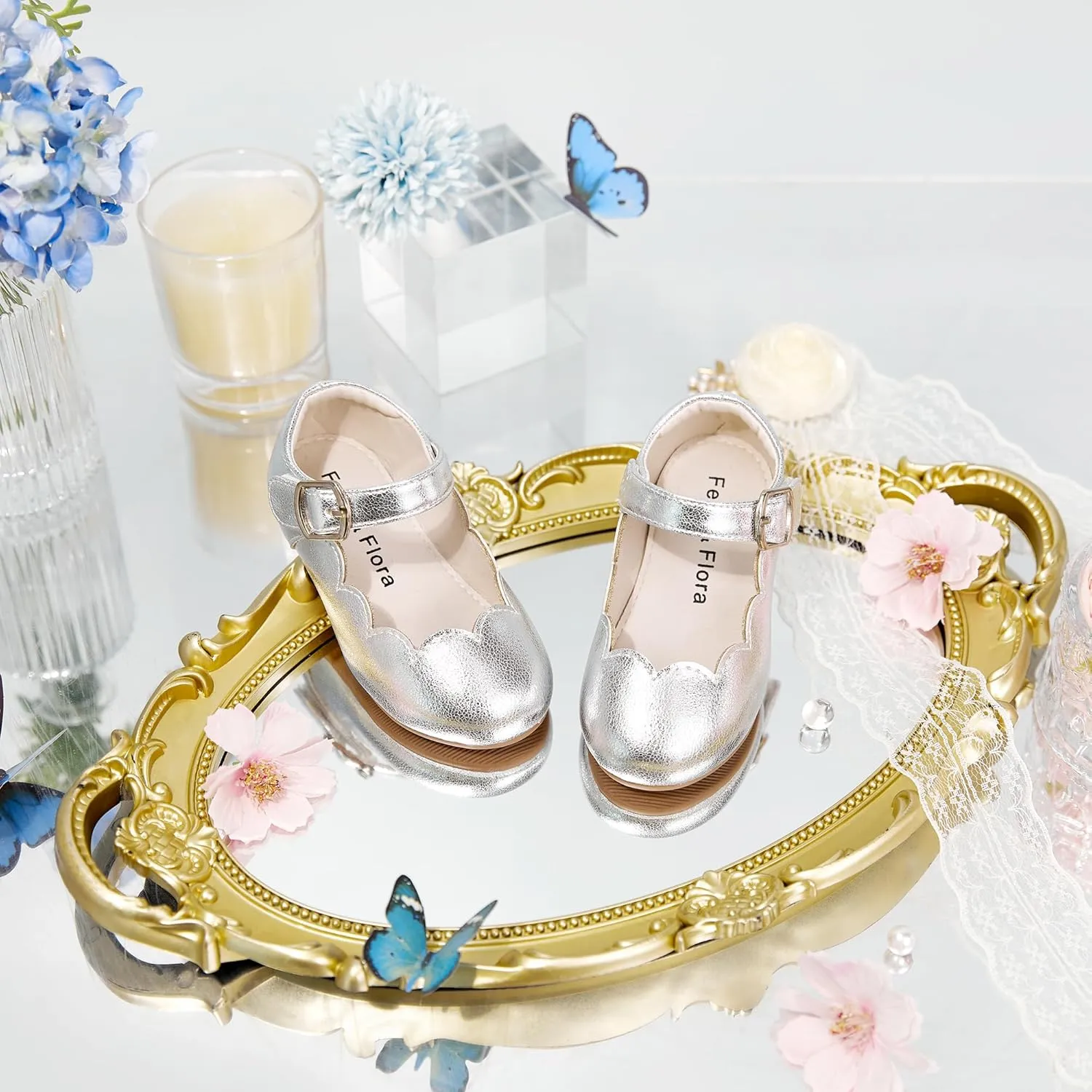 Felix & Flora Toddler Flower Girl Dress Shoes - Girl Ballet Flats Party School Shoes Wedding