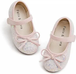 Felix & Flora Toddler Flower Girl Dress Shoes - Girl Ballet Flats Party School Shoes Wedding