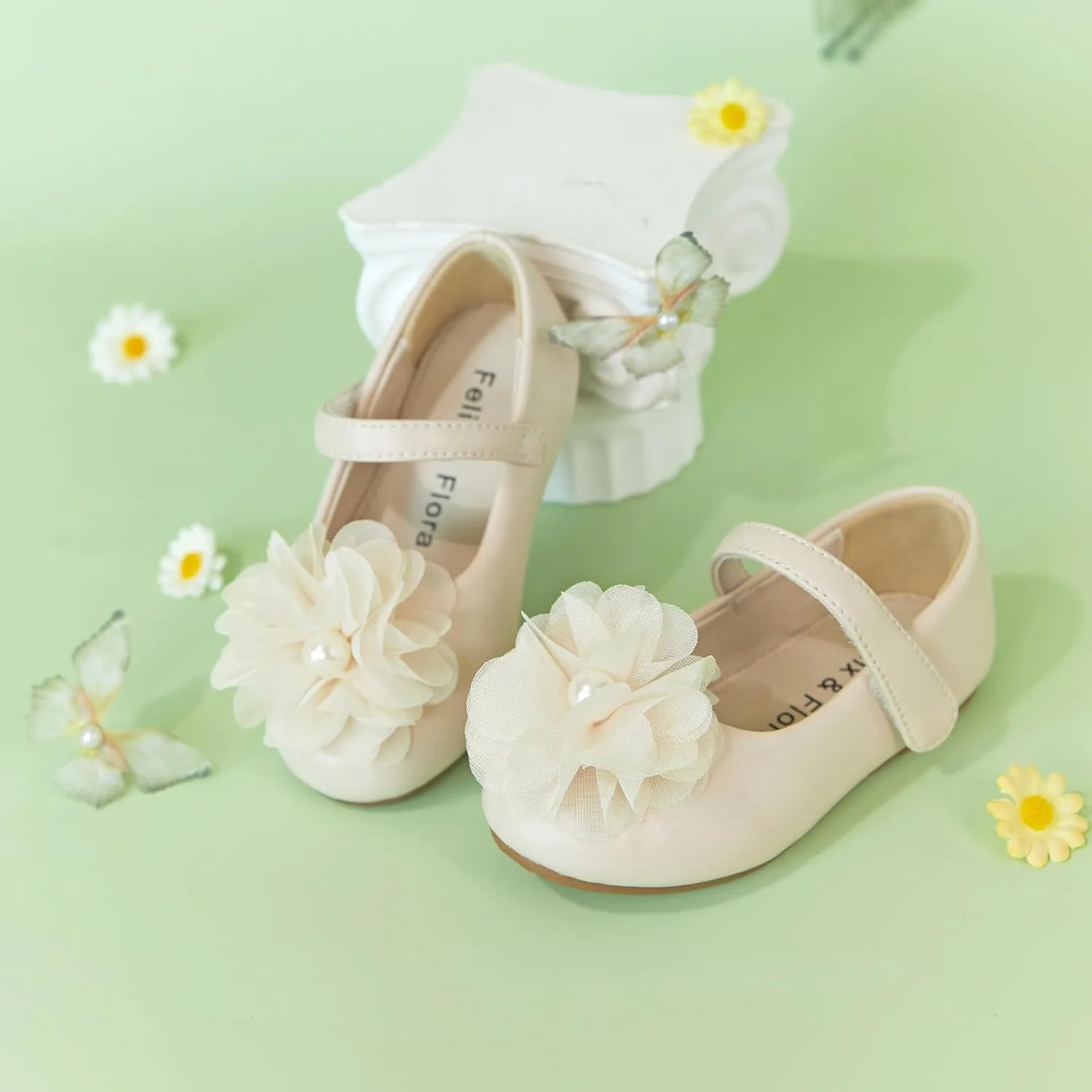 Felix & Flora Toddler Flower Girl Dress Shoes - Girl Ballet Flats Party School Shoes Wedding