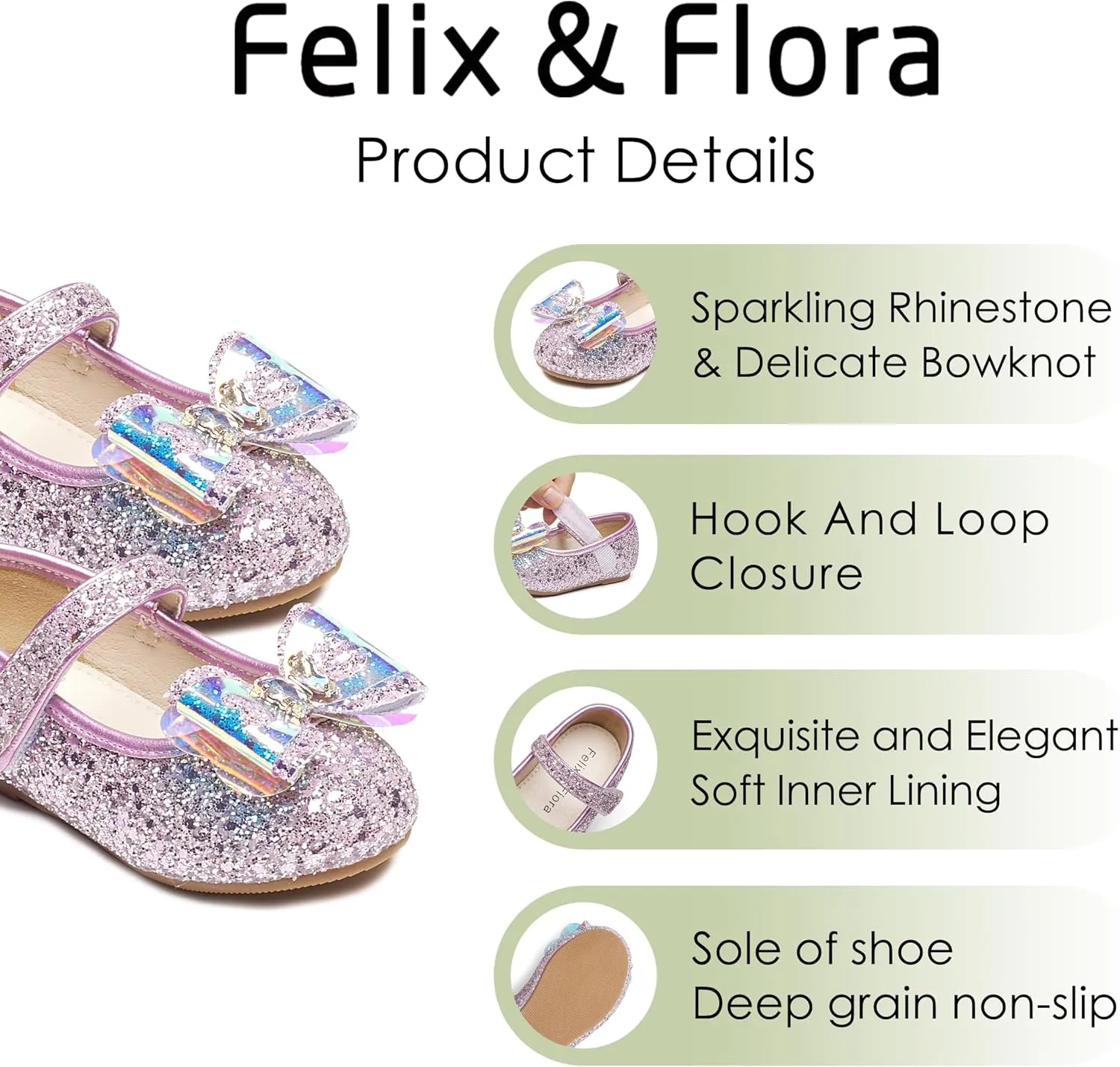 Felix & Flora Toddler Flower Girl Dress Shoes - Girl Ballet Flats Party School Shoes Wedding