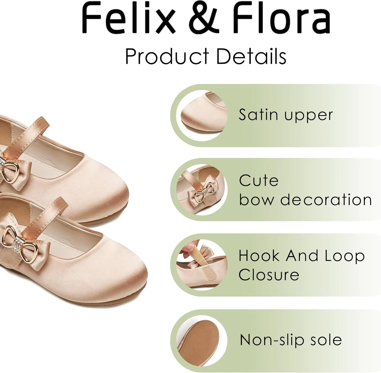 Felix & Flora Toddler Flower Girl Dress Shoes - Girl Ballet Flats Party School Shoes Wedding