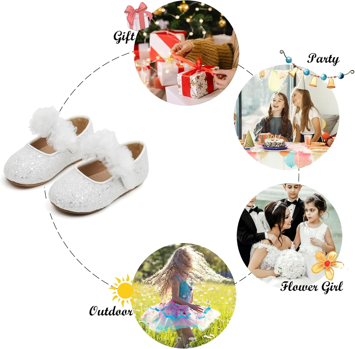 Felix & Flora Toddler Flower Girl Dress Shoes - Girl Ballet Flats Party School Shoes Wedding