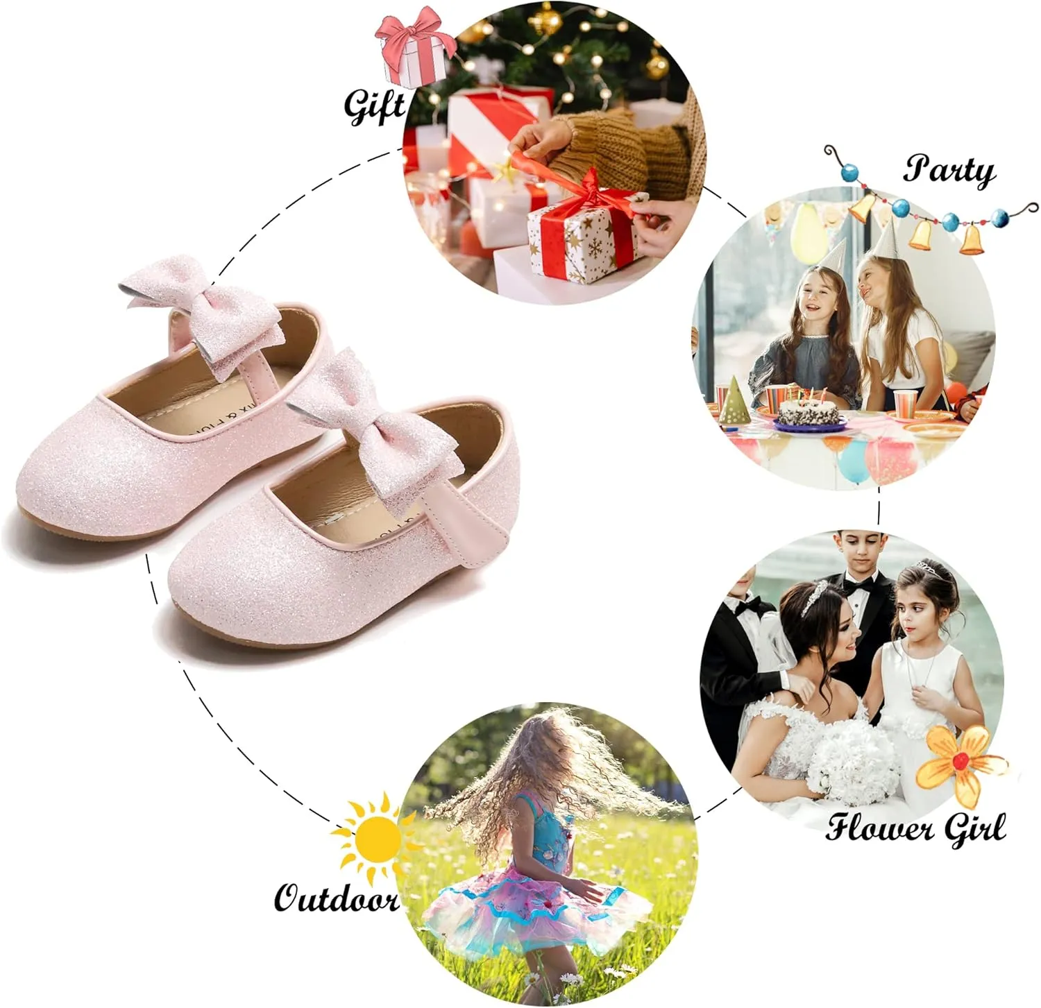 Felix & Flora Toddler Flower Girl Dress Shoes - Girl Ballet Flats Party School Shoes Wedding