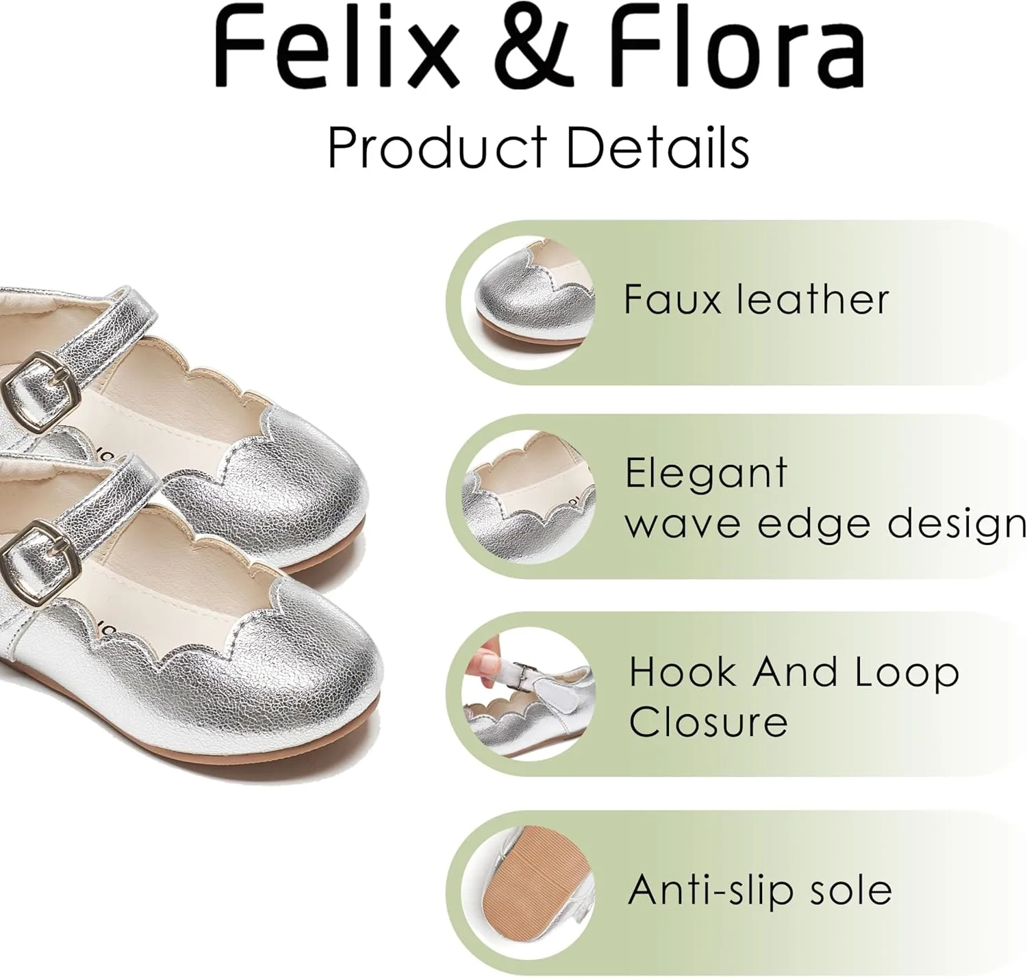 Felix & Flora Toddler Flower Girl Dress Shoes - Girl Ballet Flats Party School Shoes Wedding