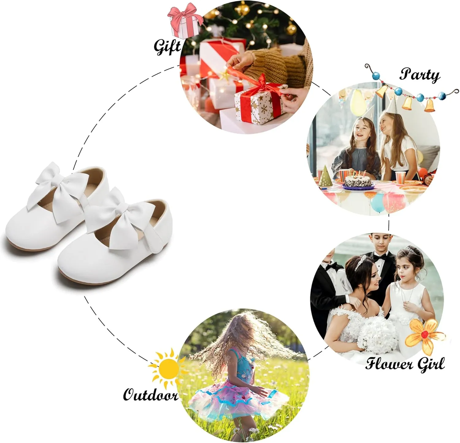 Felix & Flora Toddler Flower Girl Dress Shoes - Girl Ballet Flats Party School Shoes Wedding