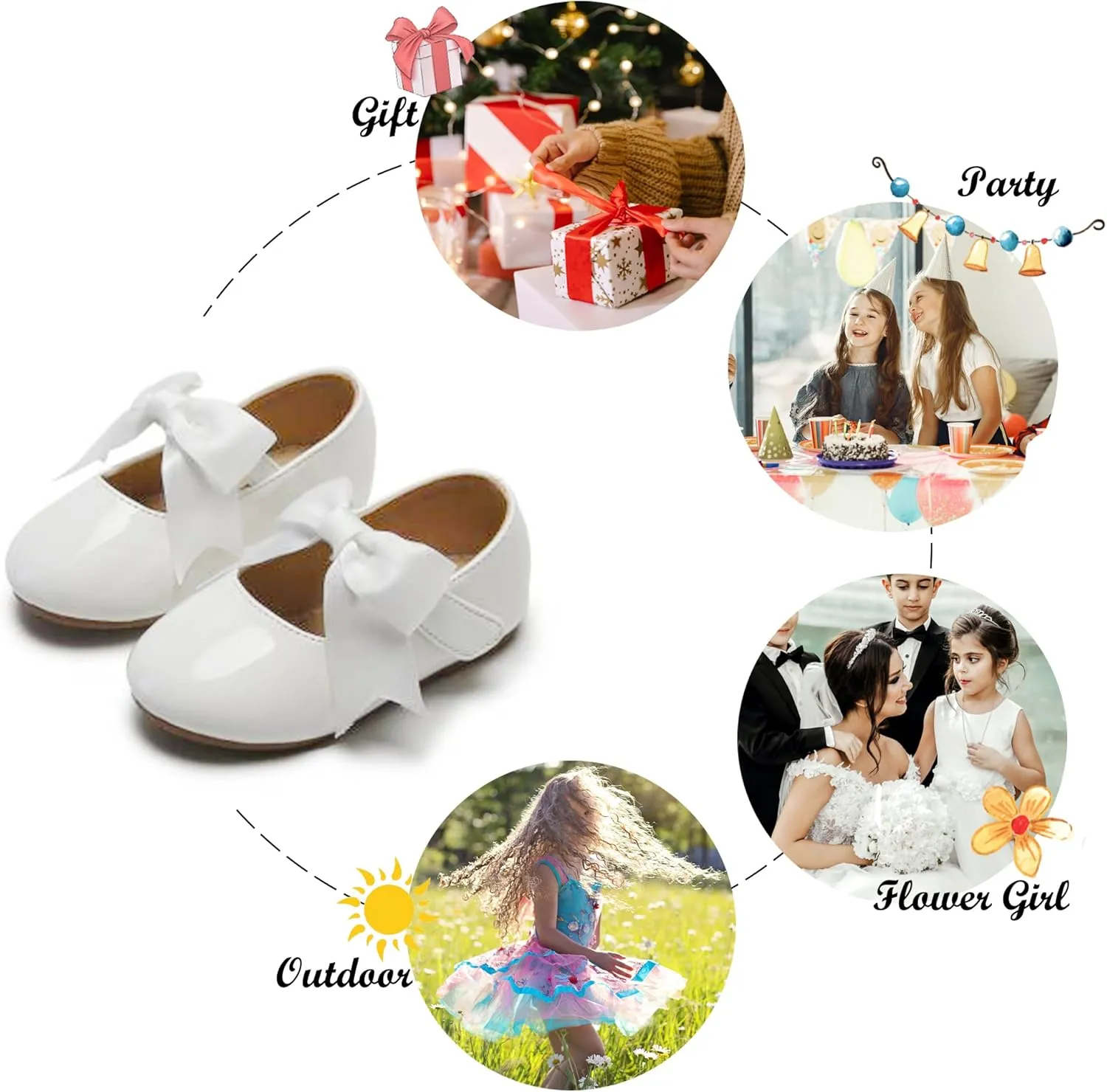 Felix & Flora Toddler Flower Girl Dress Shoes - Girl Ballet Flats Party School Shoes Wedding