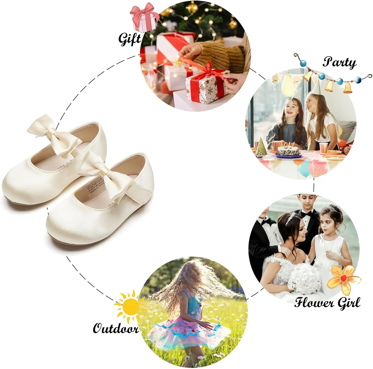 Felix & Flora Toddler Flower Girl Dress Shoes - Girl Ballet Flats Party School Shoes Wedding
