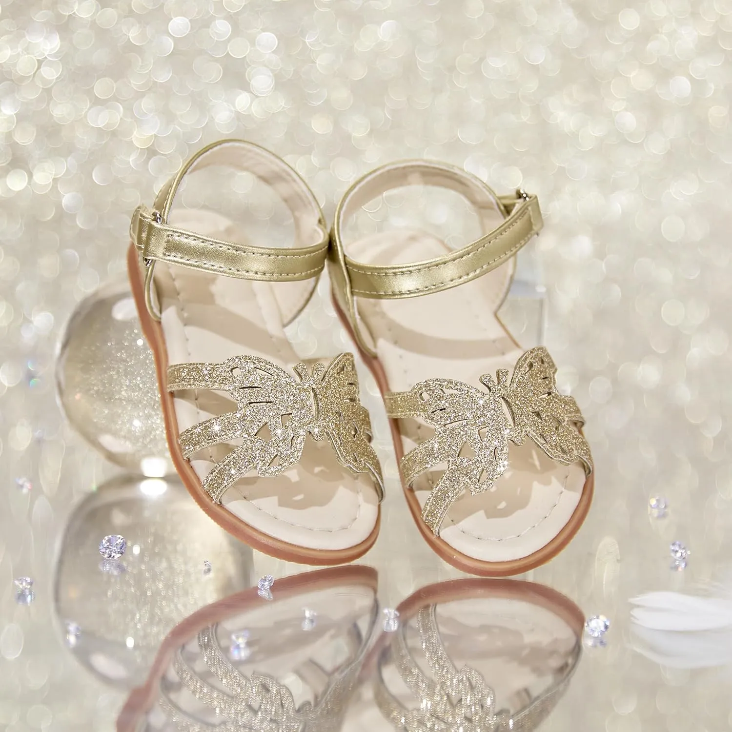 Felix & Flora Toddler Girls Sandals Soft Rubber Flats Summer Baby Flower Girl Shoes.