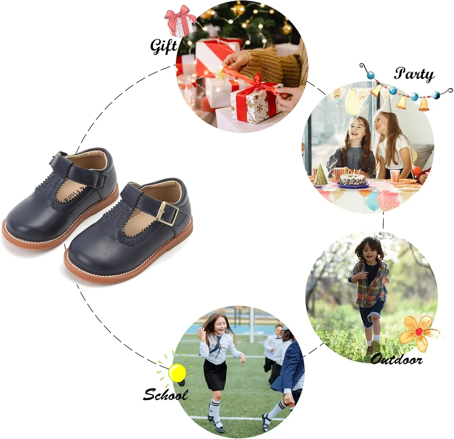 Felix & Flora Toddler Little Girl Mary Jane Dress Shoes - Ballet Flats for Easter Flower Girl Party School Shoes.