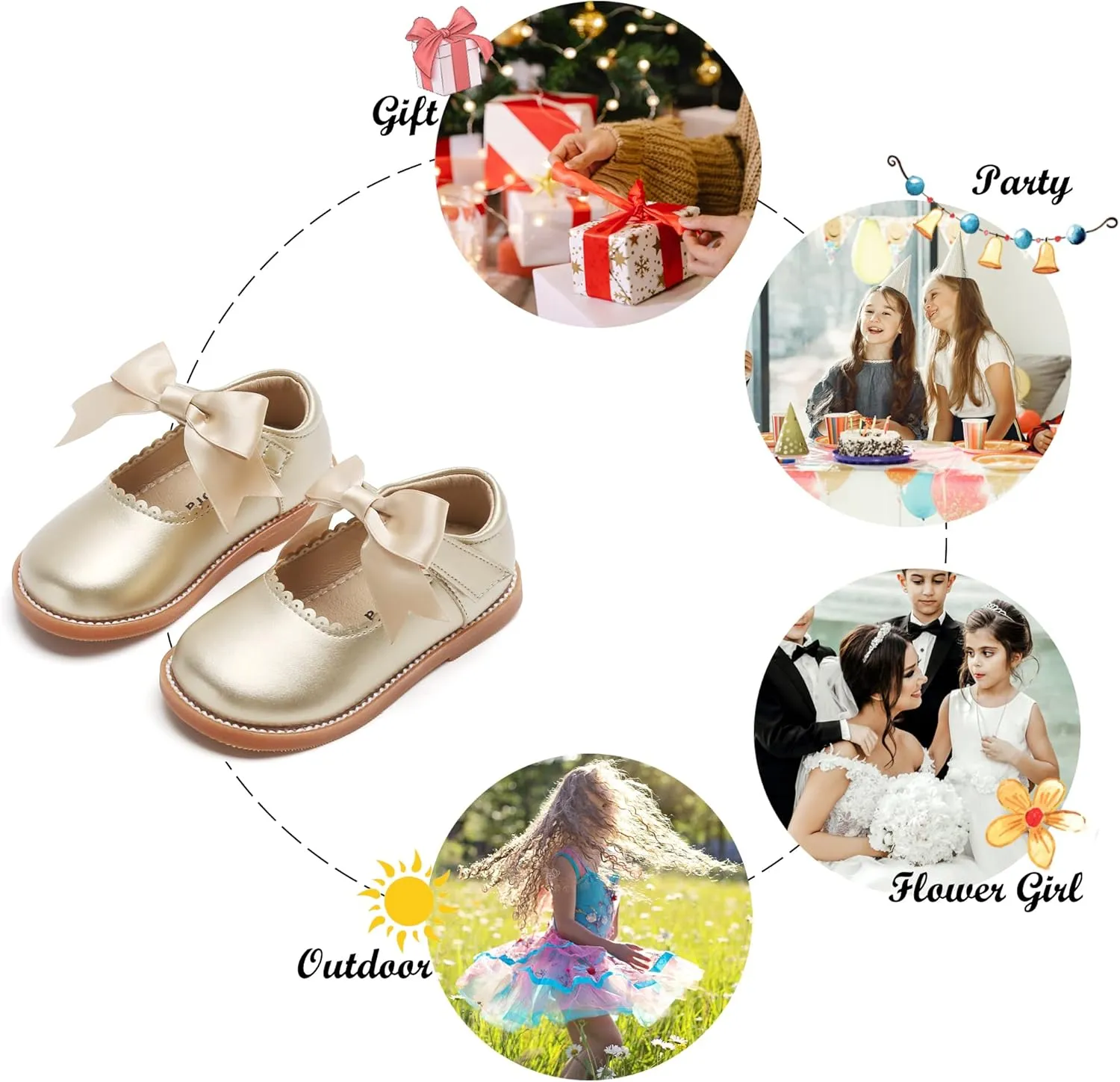 Felix & Flora Toddler Little Girl Mary Jane Dress Shoes - Ballet Flats for Girl Party School Shoes