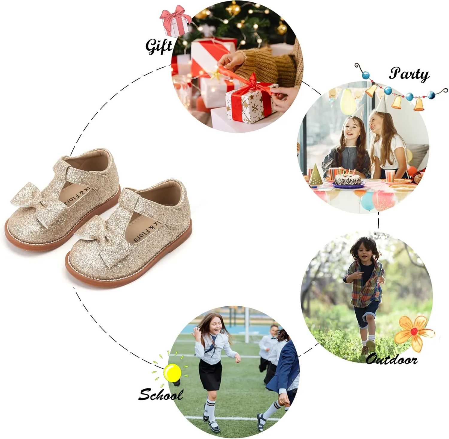 Felix & Flora Toddler Little Girl Mary Jane Dress Shoes - Ballet Flats for Girl Party School Shoes