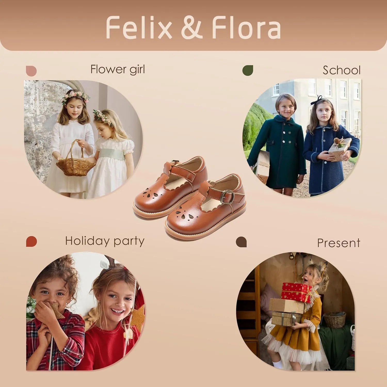 Felix & Flora Toddler Little Girl Mary Jane Dress Shoes - Ballet Flats for Girl Party School Shoes