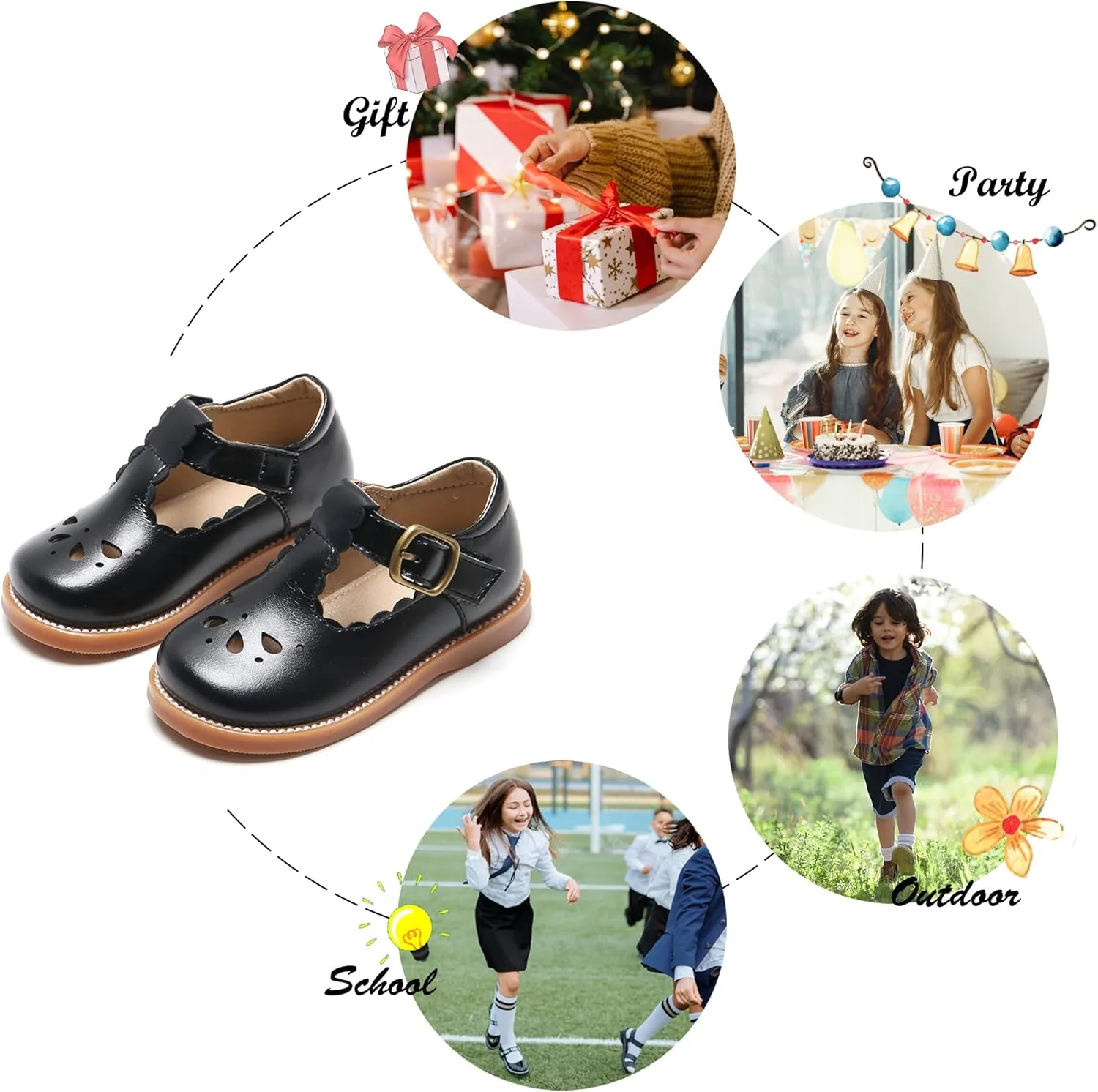 Felix & Flora Toddler Little Girl Mary Jane Dress Shoes - Ballet Flats for Girl Party School Shoes