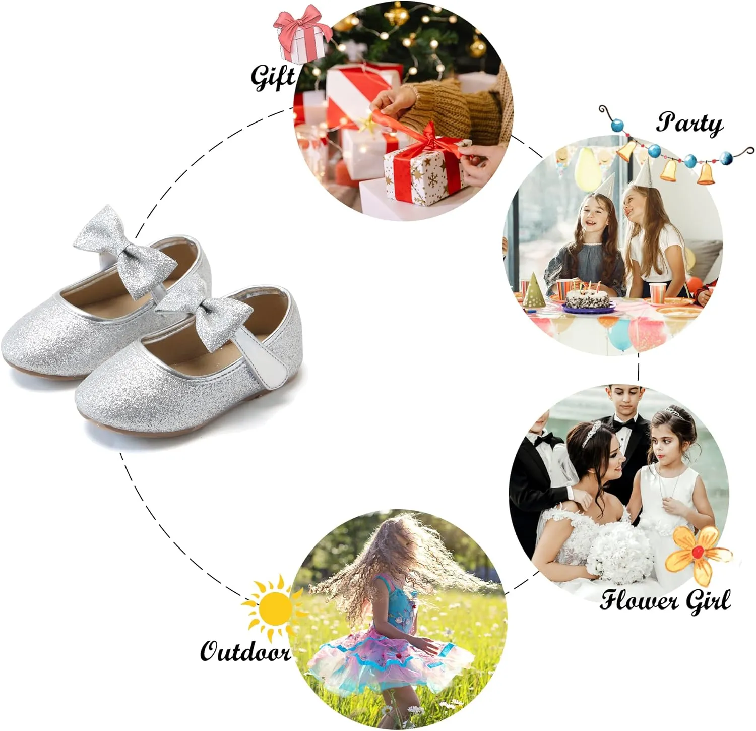 Felix & Flora Toddler Little Girls Dress Shoes - Flower Girls Mary Jane Flats Ballet Shoes Party Wedding