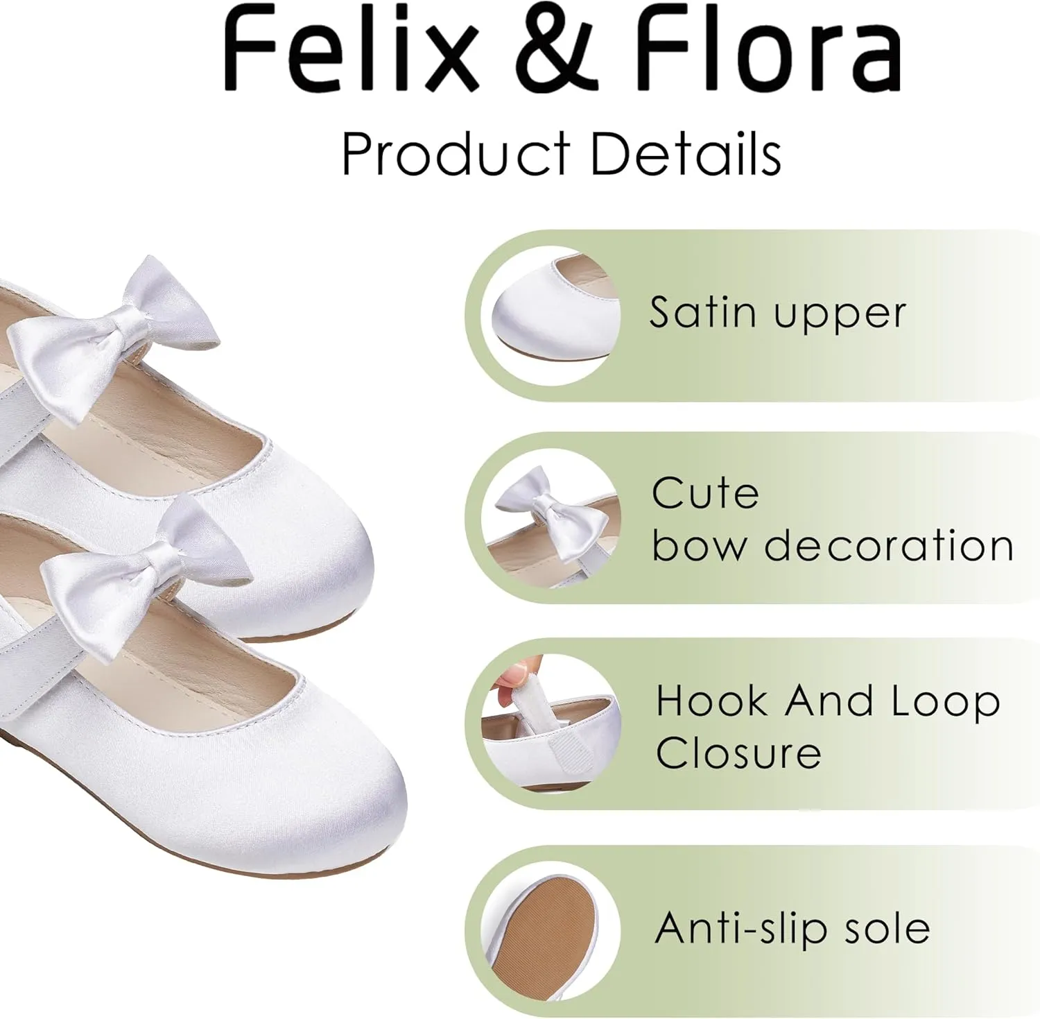 Felix & Flora Toddler Little Girls Dress Shoes - Flower Girls Mary Jane Flats Ballet Shoes Party Wedding