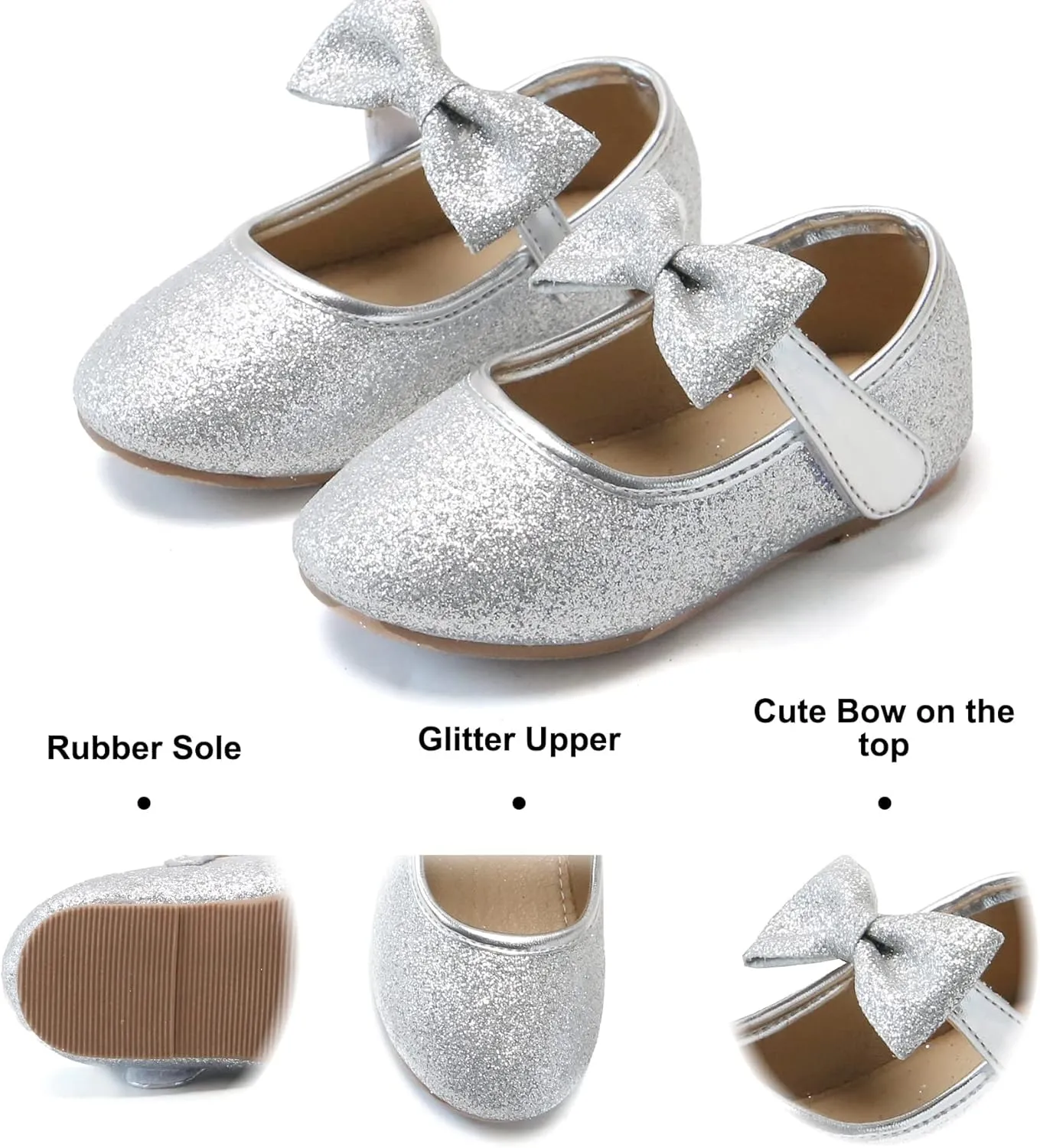 Felix & Flora Toddler Little Girls Dress Shoes - Flower Girls Mary Jane Flats Ballet Shoes Party Wedding
