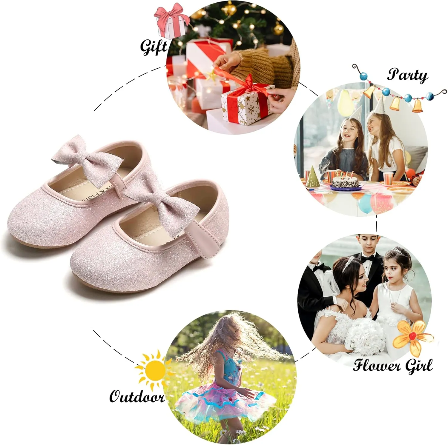 Felix & Flora Toddler Little Girls Dress Shoes - Flower Girls Mary Jane Flats Ballet Shoes Party Wedding