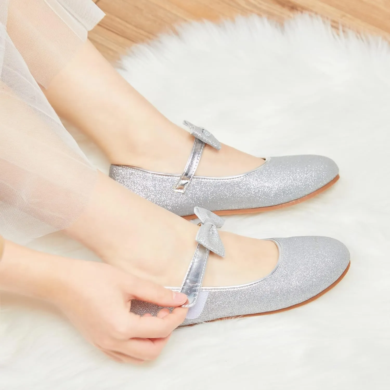 Felix & Flora Toddler Little Girls Dress Shoes - Flower Girls Mary Jane Flats Ballet Shoes Party Wedding