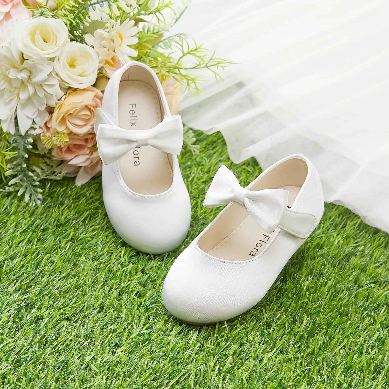 Felix & Flora Toddler Little Girls Dress Shoes - Flower Girls Mary Jane Flats Ballet Shoes Party Wedding