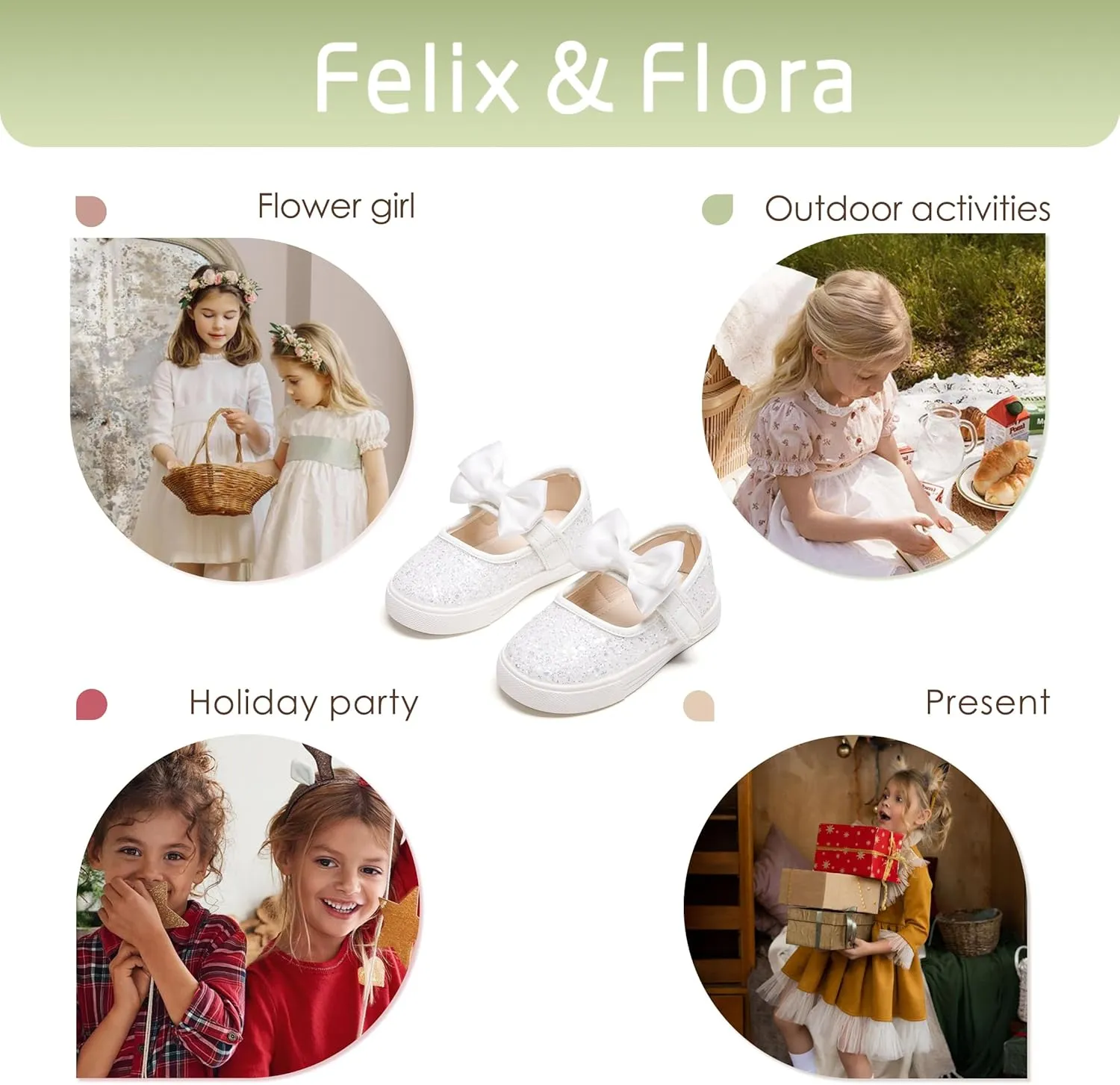 Felix & Flora Toddler/Little Kid Girls Running Shoes Glitter Sneakers Princess Fashion Casual Sports Shoes