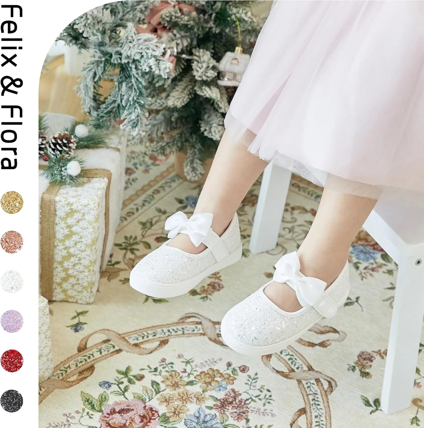 Felix & Flora Toddler/Little Kid Girls Running Shoes Glitter Sneakers Princess Fashion Casual Sports Shoes