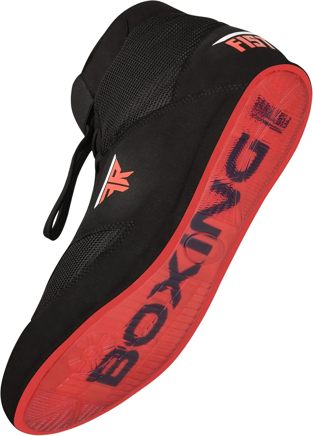 FISTRAGE Leather High and Top Kick Boxing Shoes Fighting Sports Training Mesh Unisex Pro Men's and Youth Light Weight | Black Color Boxing Shoes for Adults