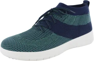 FitFlop Men Uberknit Slip On High Top Sneaker Shoe, Navy/Parakeet Green, US 13