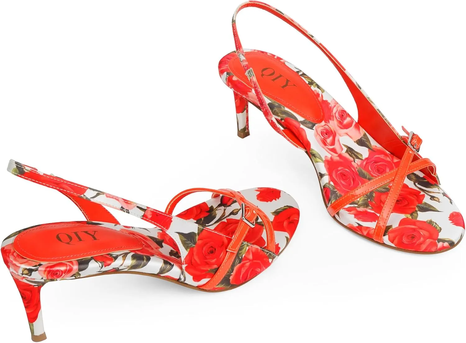 Floral Strappy Heels Kitten Heels for Women Party Wedding Casual Dress Shoes