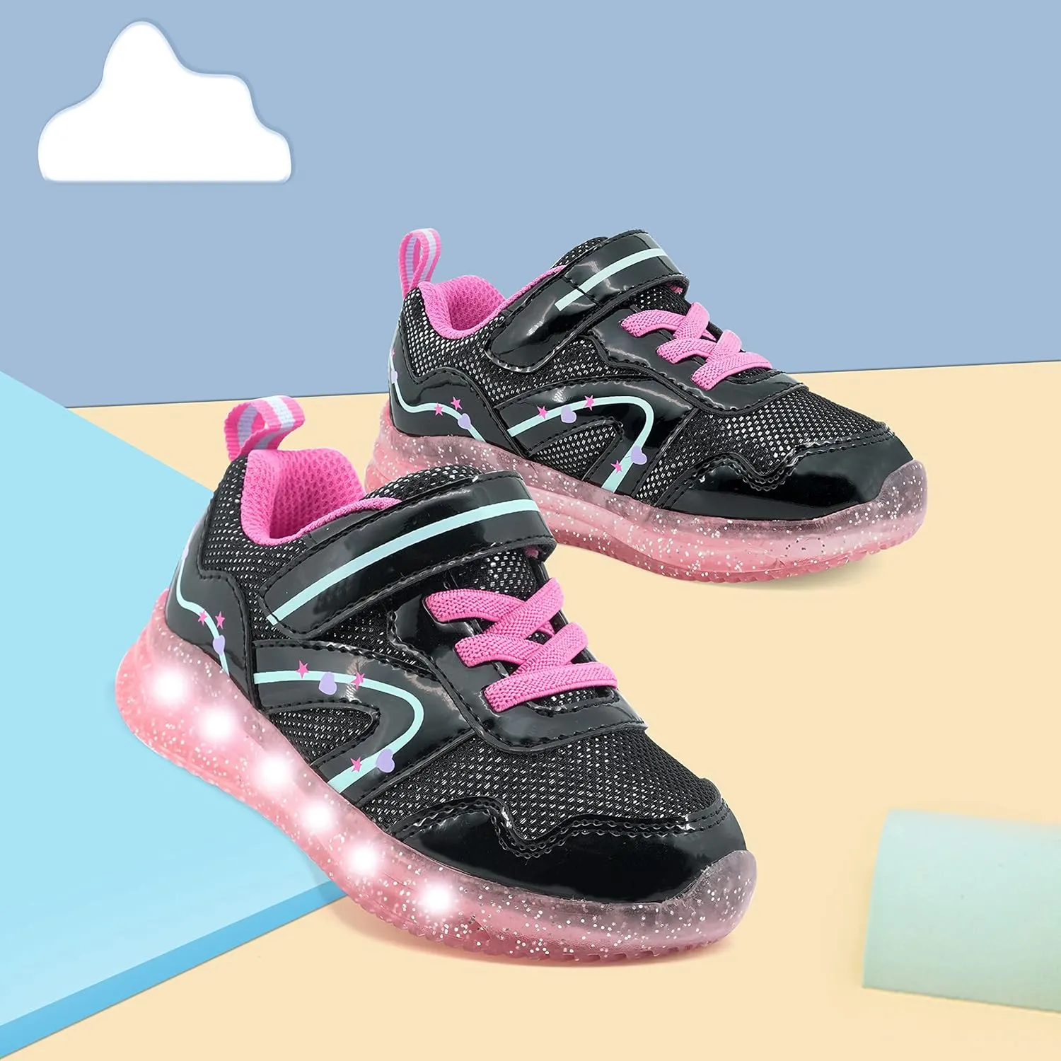 Floranate Light Up Toddler Boys Girls Shoes LED Flashing Lightweight Tennis Walking Sneakers for Toddler and Little Kid