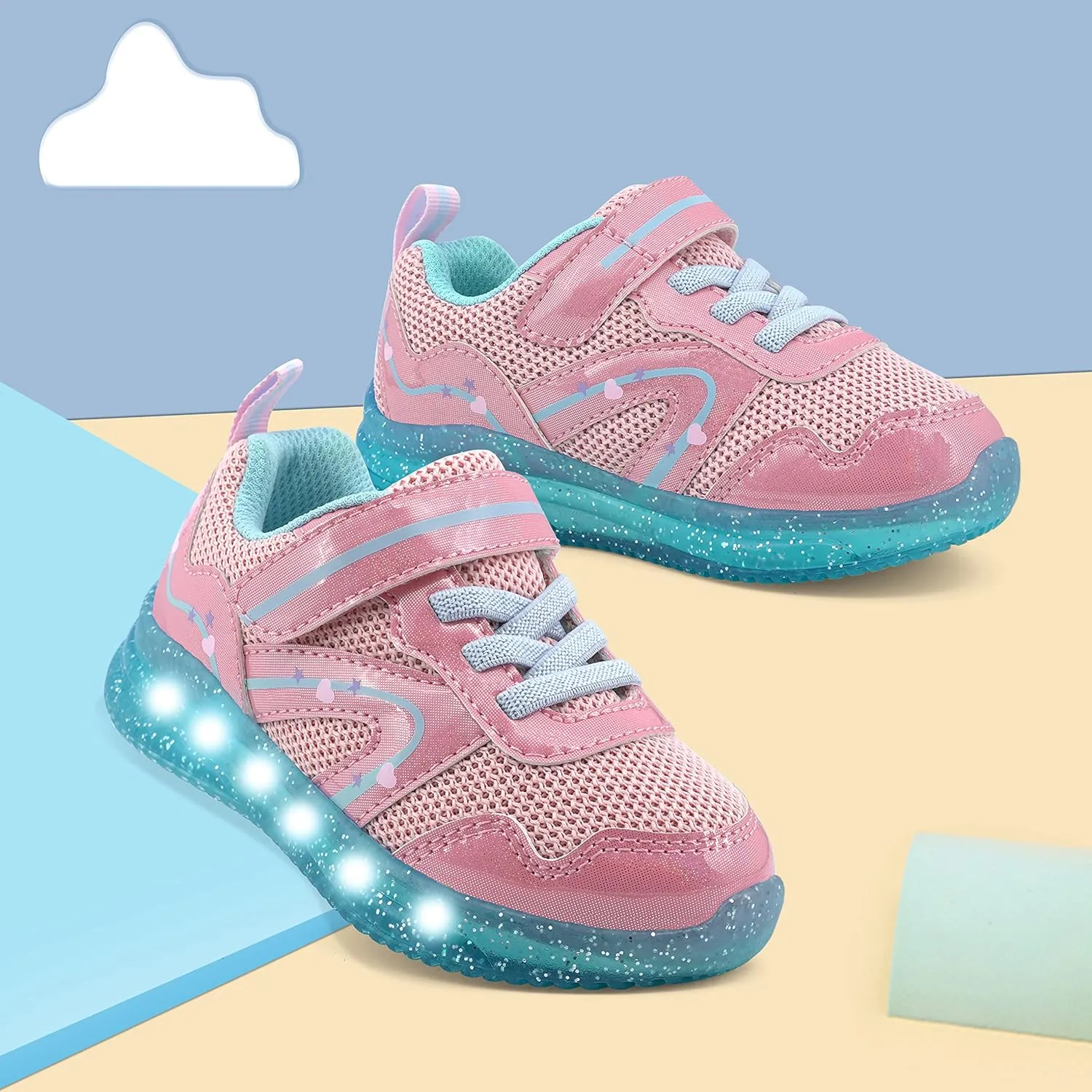 Floranate Light Up Toddler Boys Girls Shoes LED Flashing Lightweight Tennis Walking Sneakers for Toddler and Little Kid