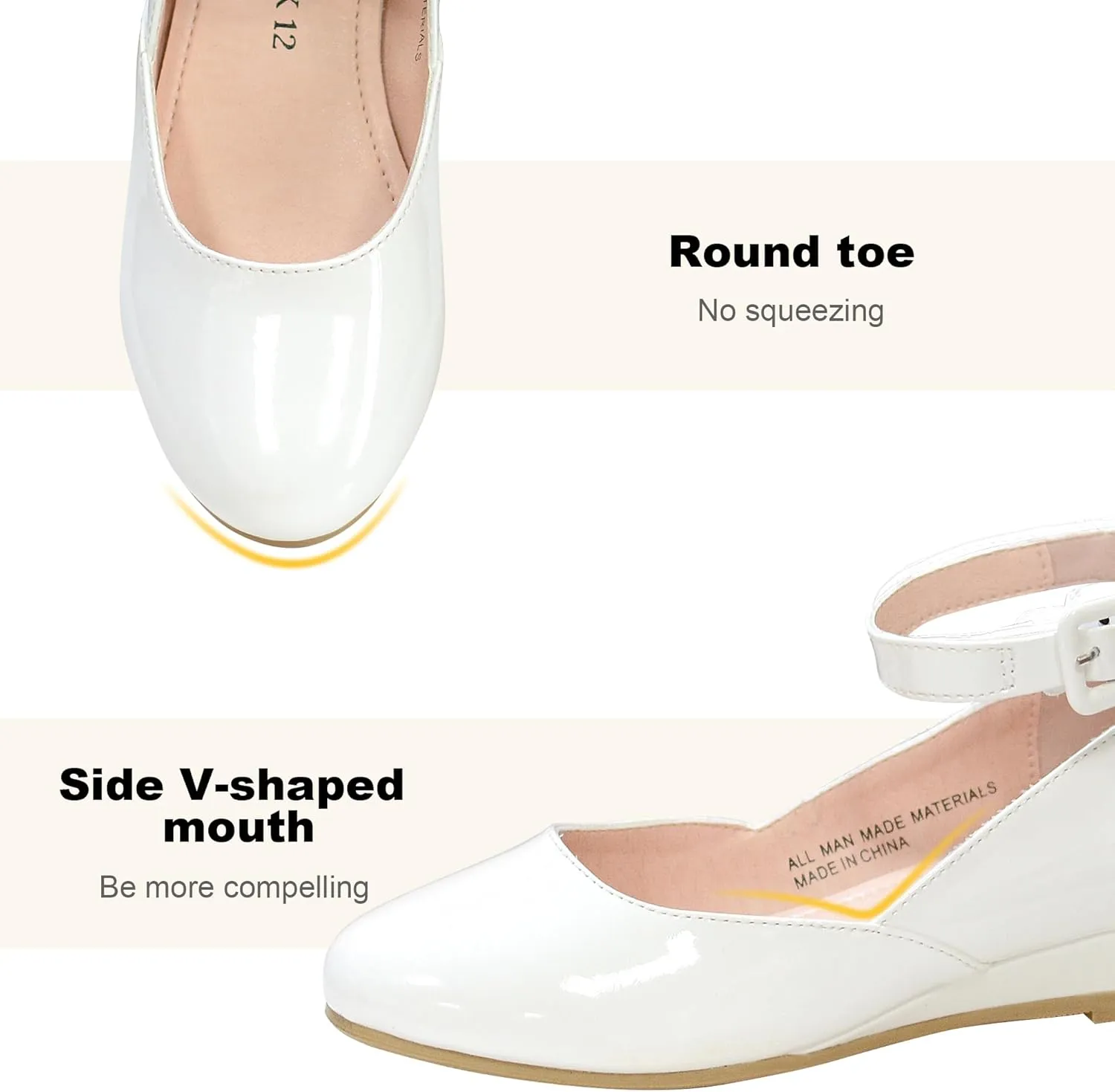 FLYFUPPY Girls Dress Shoes Mary Jane Shoes for Girls Low Heel with Ankle Strap Dress Shoes for School Wedding Party