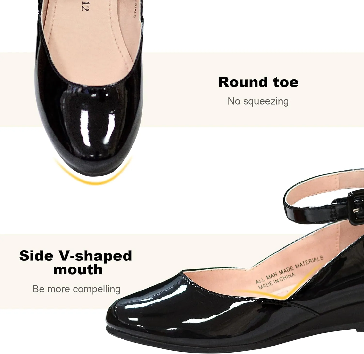 FLYFUPPY Girls Dress Shoes Mary Jane Shoes for Girls Low Heel with Ankle Strap Dress Shoes for School Wedding Party