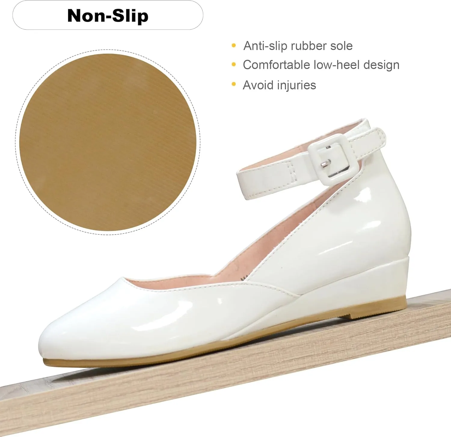 FLYFUPPY Girls Dress Shoes Mary Jane Shoes for Girls Low Heel with Ankle Strap Dress Shoes for School Wedding Party