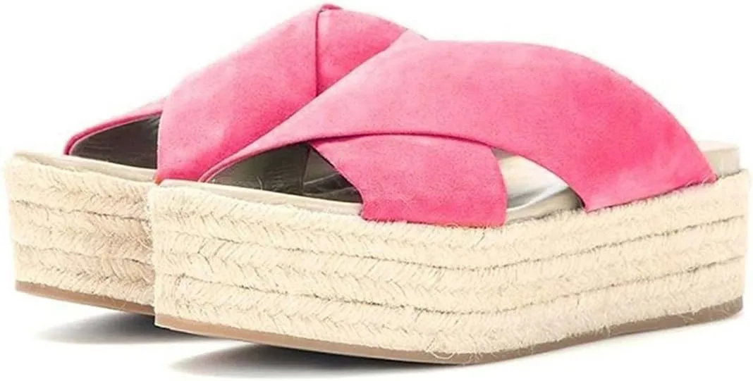 FSJ Women Mules Sandals Comfy Platform Wedge Heels Peep Toe Slip On Sexy Office Shoes Size 4-15 M US