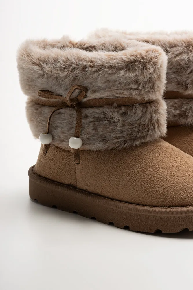 Fur Comfy Boots Tan
