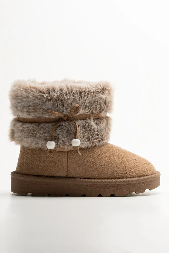 Fur Comfy Boots Tan