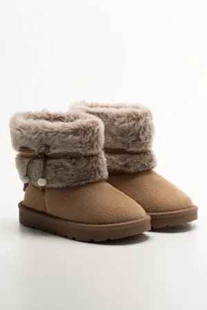 Fur Comfy Boots Tan
