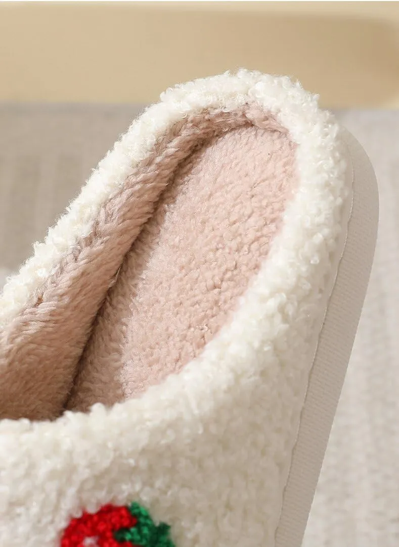 Fuzzy Cute Fruit Slippers for Women with Thick and Soft Plush Fleece Winter House Shoes