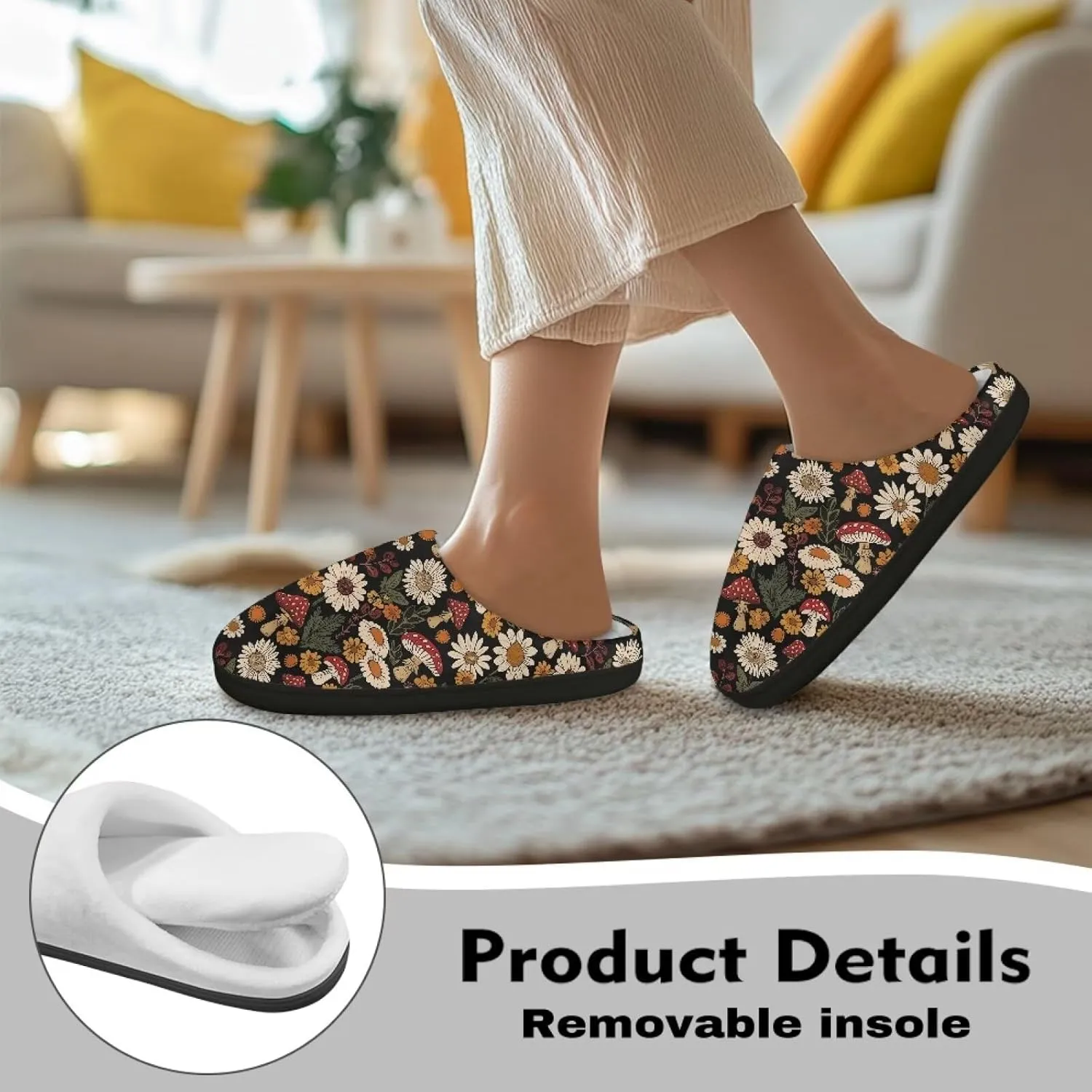 Fuzzy Memory Foam Cozy Slippers for Womem Indoor Home Womens Slip On House Shoes with Rubber Soles Size 4-12