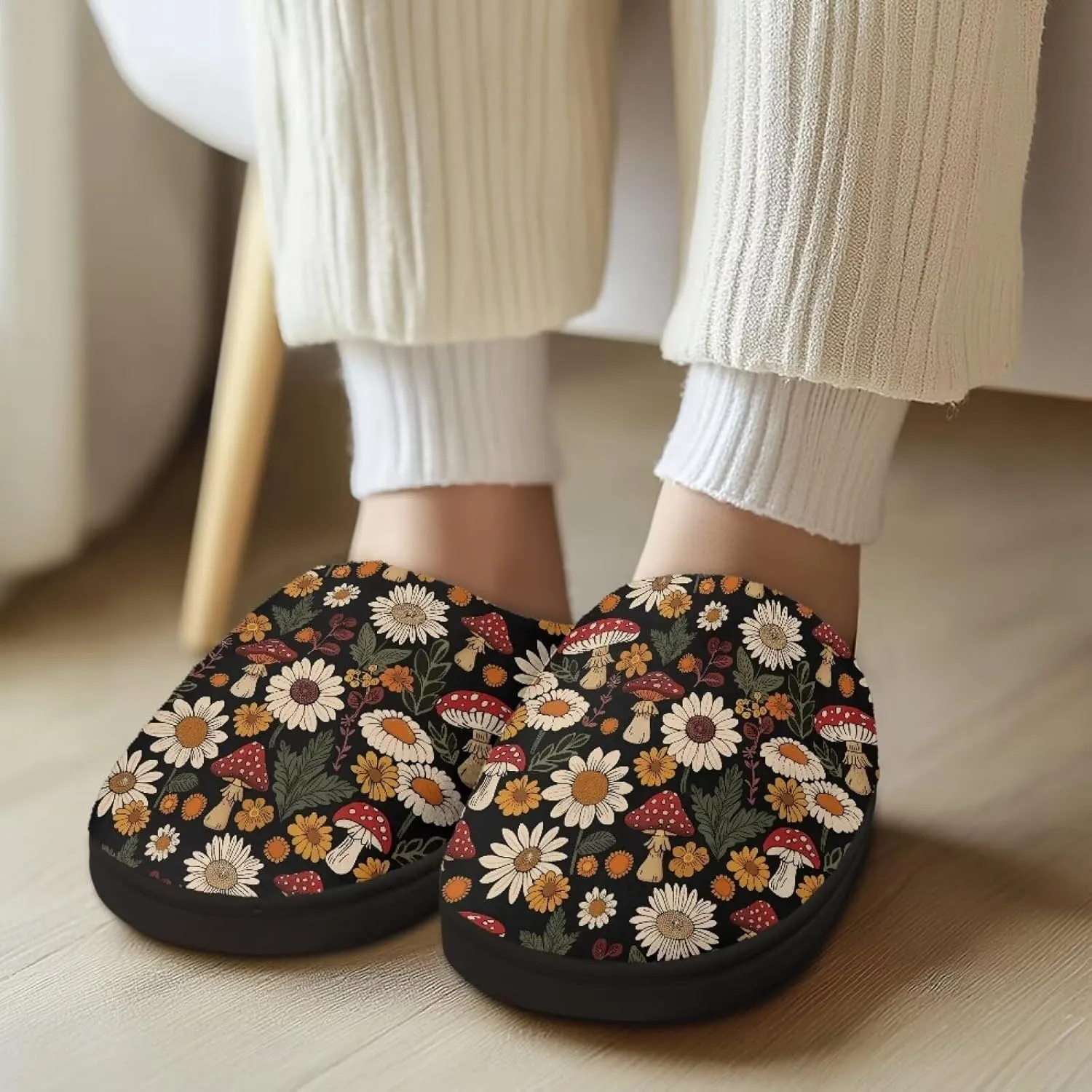 Fuzzy Memory Foam Cozy Slippers for Womem Indoor Home Womens Slip On House Shoes with Rubber Soles Size 4-12
