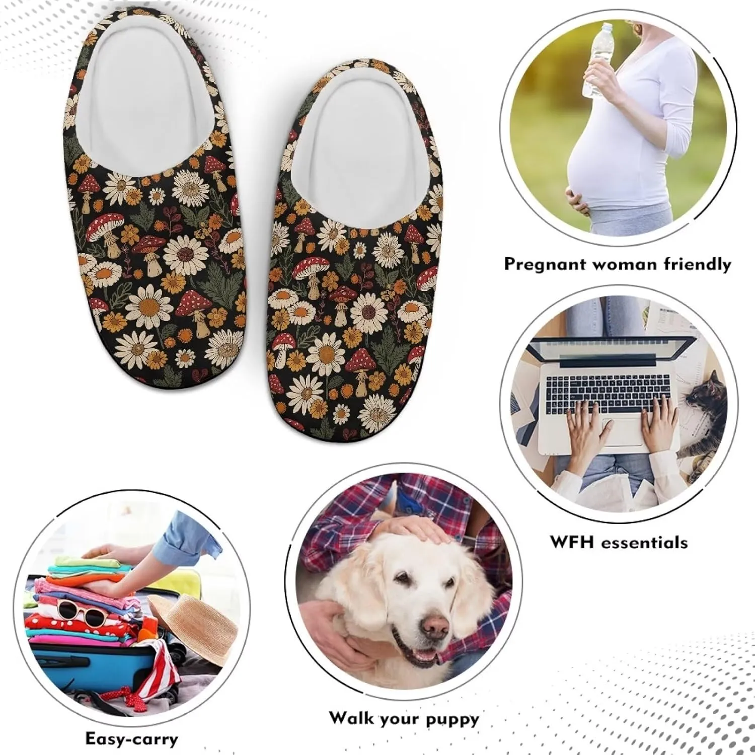 Fuzzy Memory Foam Cozy Slippers for Womem Indoor Home Womens Slip On House Shoes with Rubber Soles Size 4-12