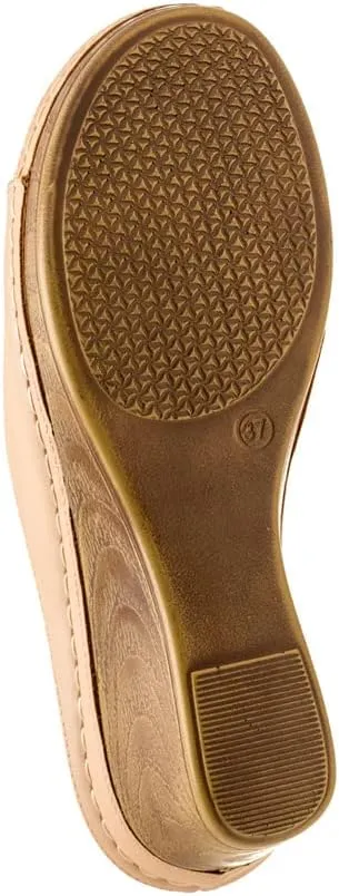 GC Shoes Womens Wedge Sandals, Open Toe Mid Heel Platform, Comfy Vegan Leather Flower Strap Thong, Flora