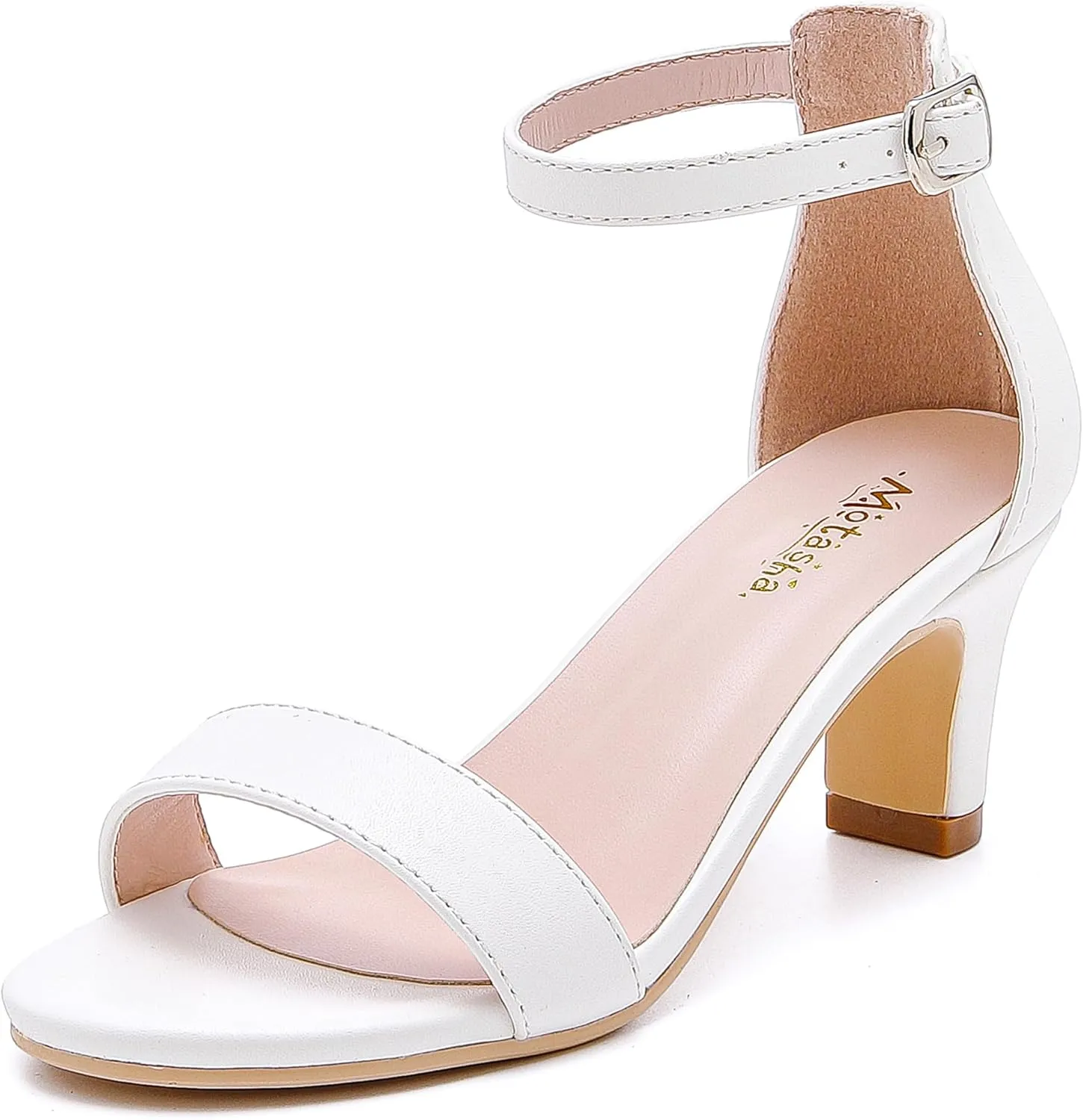 Girls Heel Sandals Open Toe Ankle Strap Flower Girl Dress Pump Sandals Wedding Party for Little Big Kid