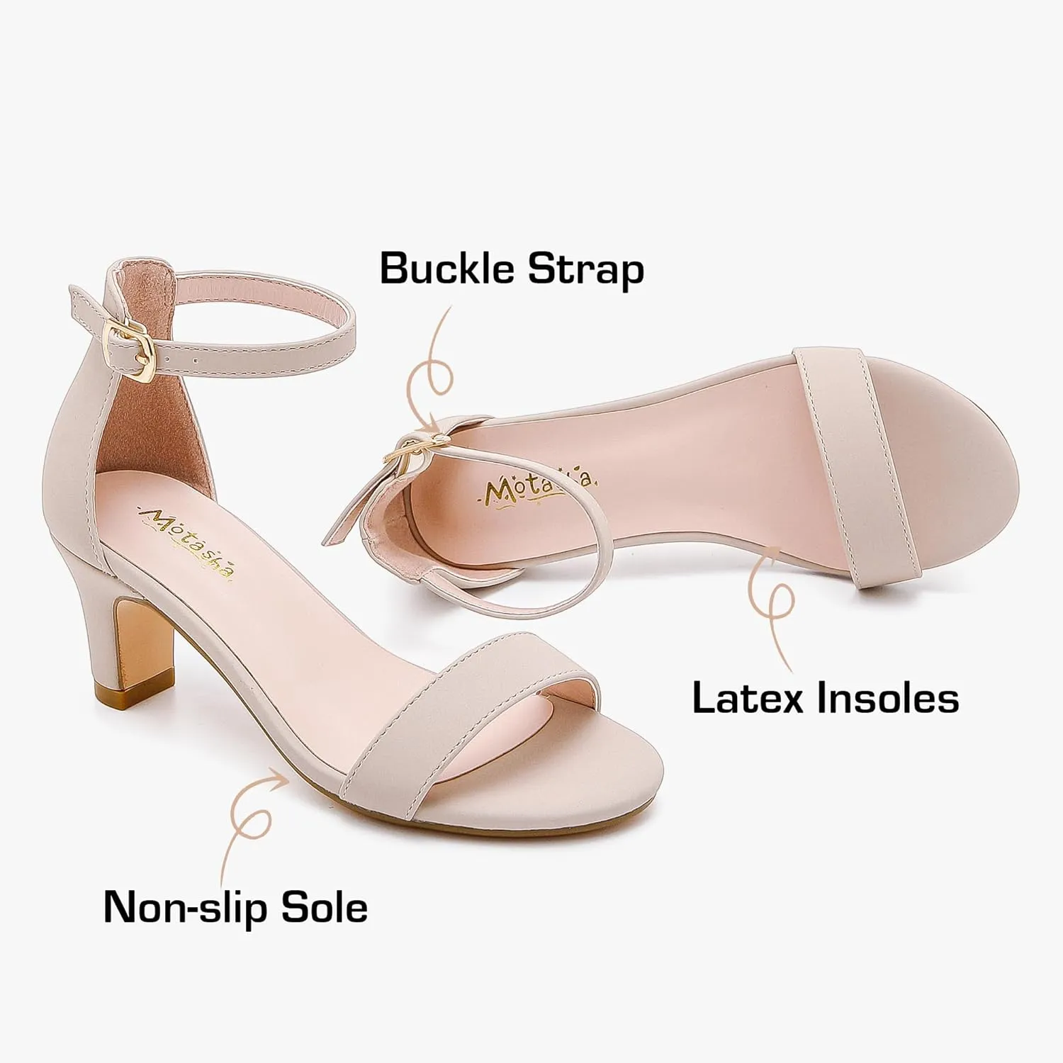 Girls Heel Sandals Open Toe Ankle Strap Flower Girl Dress Pump Sandals Wedding Party for Little Big Kid