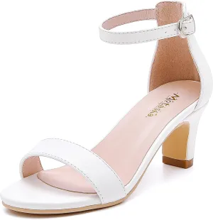 Girls Heel Sandals Open Toe Ankle Strap Flower Girl Dress Pump Sandals Wedding Party for Little Big Kid